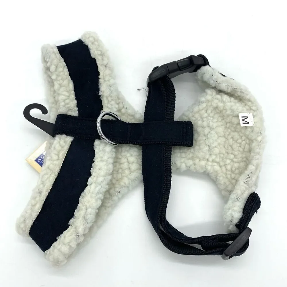 East Side Collection Cozy Sherpa Dog Pet Harness Faux Suede Size Medium Black